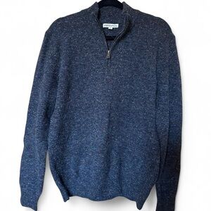 Frye & Co. Men’s Quarter Zip Sweater – Size M – Flecked Blue/Gray
